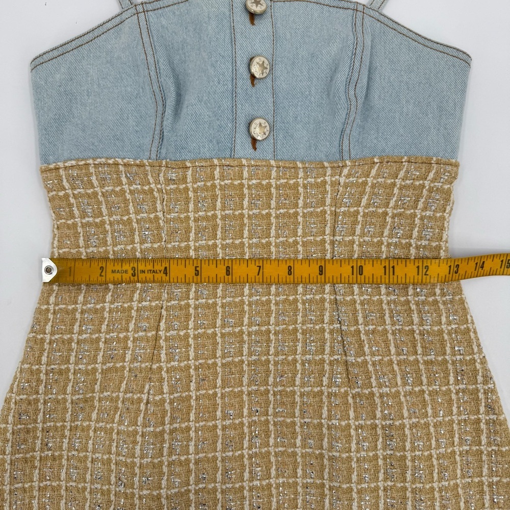 Sandro Two-Tone Mini Dress in Light Blue and Beige - Picture 14 of 16
